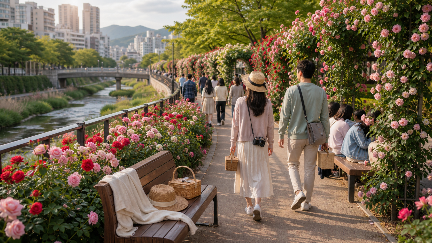 서울 장미길 산책과 피크닉 준비물을 보여주는 대표 이미지