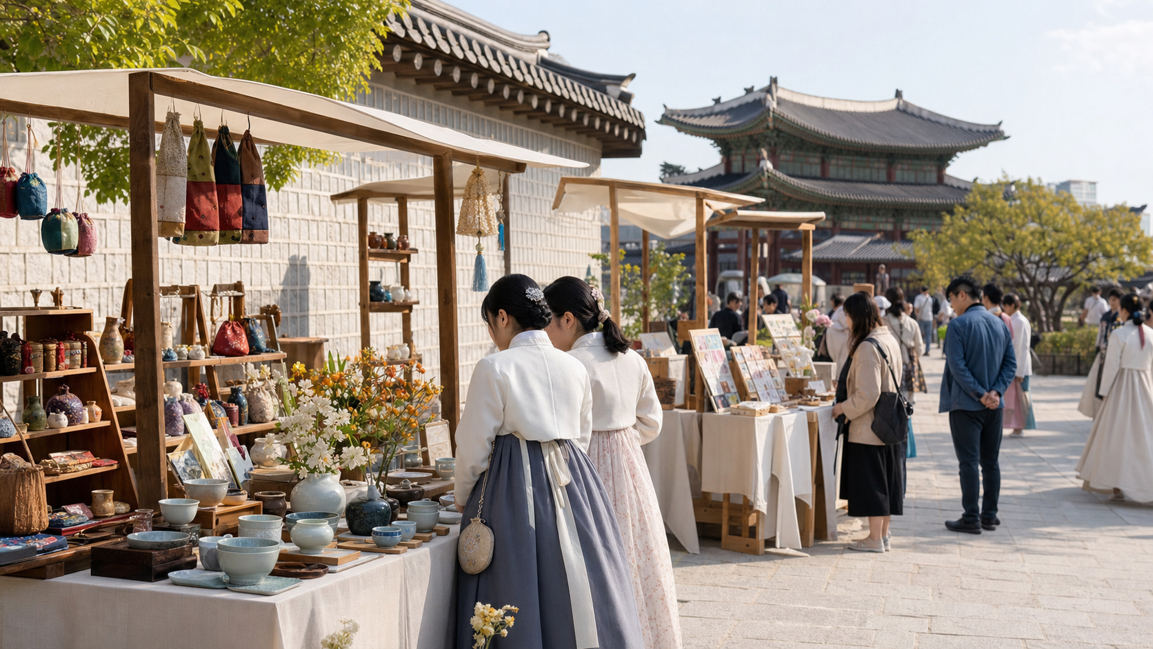 서울 역사 공간에서 전통 공예 장터가 열리는 대표 이미지