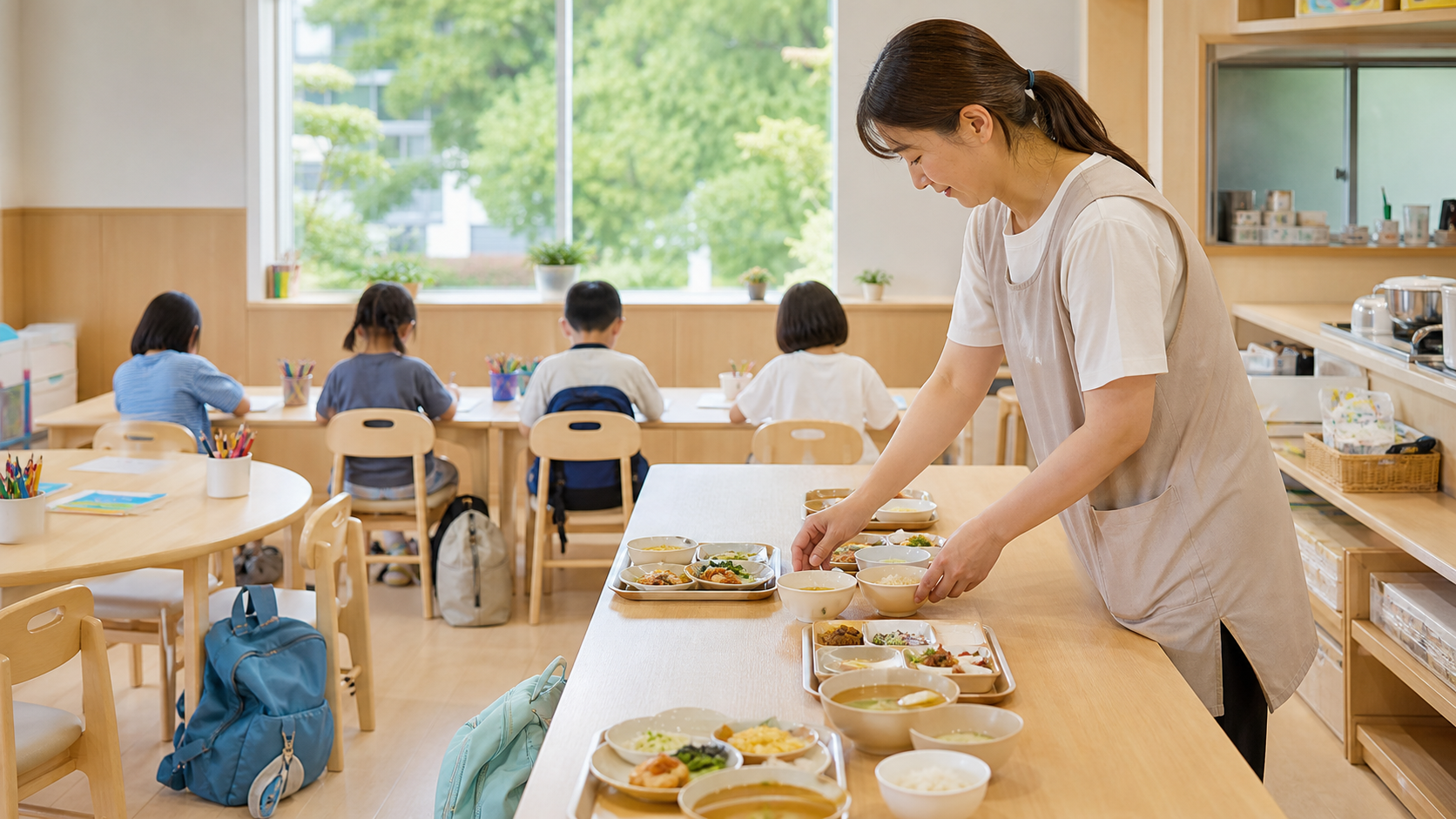 여름방학 돌봄교실에서 점심을 준비하는 모습
